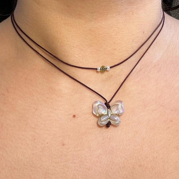 Jewelry - Acrylic Butterfly Czech glass Boho Necklace set
